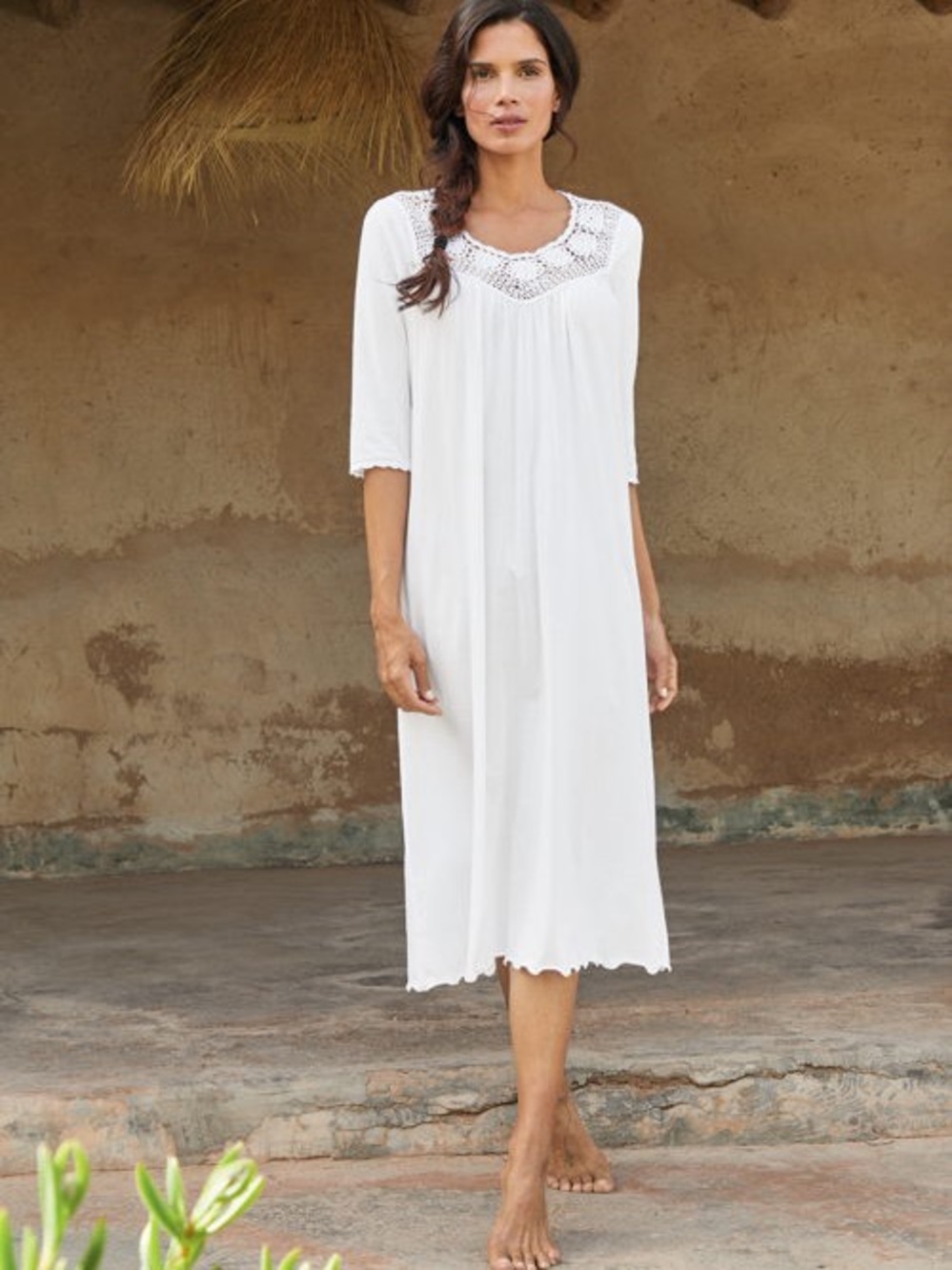 Peruvian Connection Adelaide Nightgown in White